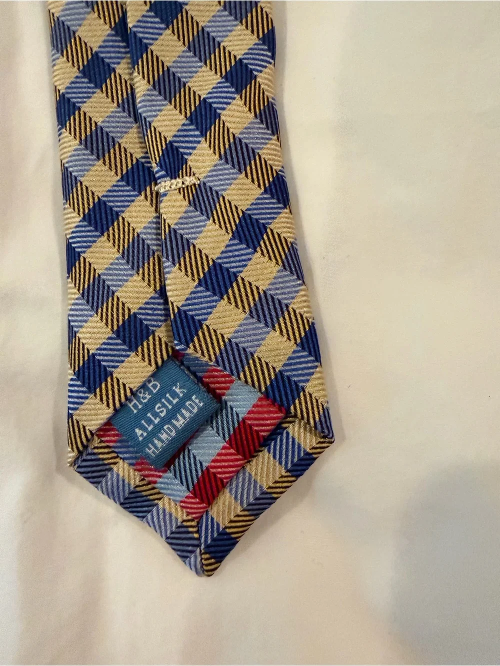 Classic Checkered Men's Tie in Blue and Tan